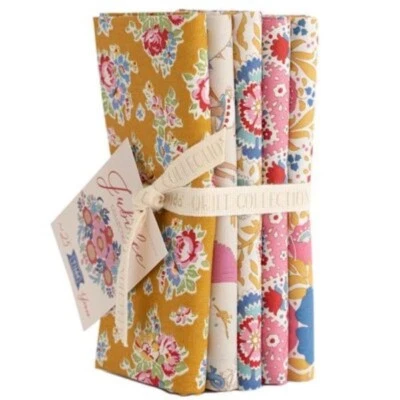 Ткань TILDA «Юбилейная» комплект из 5 тканей на четверть жира 18 x 22 дюйма горчичный и розовый - Изображение 1 из 2