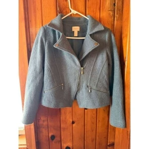 Chaqueta Chico's Moto Mezcla Lana Asimétrica Cremallera Frontal Azul Talla 0 - Imagen 1 de 6