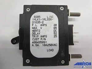 AIRPAX IMLK1-1RLS5R-31635-2 CIRCUIT BREAKER F.L. AMP 20 MAX VOT. 65, HERTZ DC - Picture 1 of 4