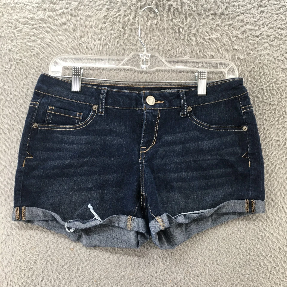 Aeropostale Denim Midi Shorts Womens 6 Blue Dark Wash Mid Rise Zip Fly Casual - Image 1 of 4