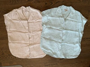 Lot of TWO Banana Republic Womens Top Size L Linen Button Down Sleeveless shirts - Picture 1 of 3
