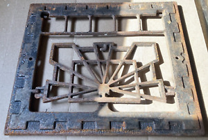 Antique Cast Iron Heat Grate Wall Register 10x12 Art Deco -NO DAMPER PLATE