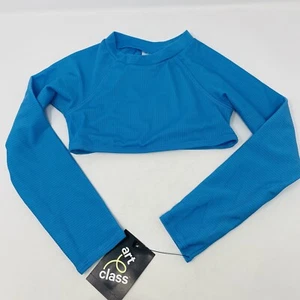 Art Class Girls Size XS 4/5 Cyber Long Sleeve Swim Top in Blue Turquoise 1121 - Picture 1 of 6