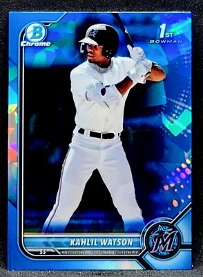 2022 Bowman Chrome Sapphire Khalil Watson Prospect 1st #BCP-3 Marlins - Image 1 of 2