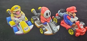 3 Nintendo Mario Kart Hot Wheels '18 & '20 Die Cast Racers Shy Guy Wario & Mario - Picture 1 of 11