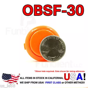 Sanwa Denshi Original OBSF-30 Orange Druckknopf JAMMA Gitarre Killswitch 30mm - Bild 1 von 9