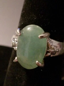 US SELLER LIGHT Green Aventurine SIMULATED natural Stone Women SIZE 5.5 Ring - Picture 1 of 3