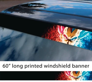 60" Vegeta God Blue Super Saiyan Z Dragon Printed Windshield Vinyl Sticker - Imagen 1 de 1