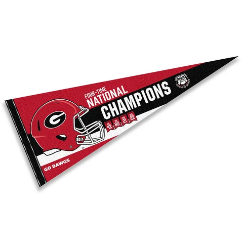 Georgia Bulldogs College Football 4 Time National Champions Pennant Flag Banner Cover