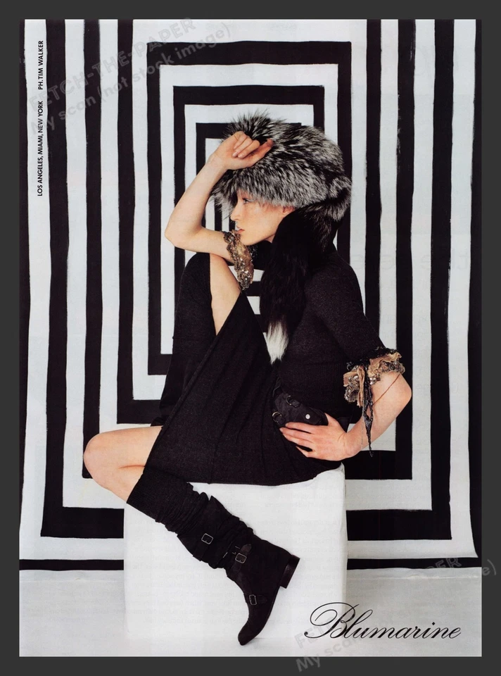 Blumarine Clothing Black & White Striped 2000s Print Advertisement 2001 - Image 1 of 1