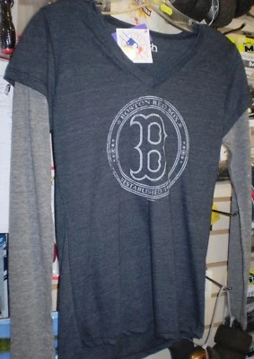 BOSTON RED SOX LADIES GRAY W/ TOUCH LONG SLEEVE T-SHIRT ADULT SMALL NWT - Image 1 of 2
