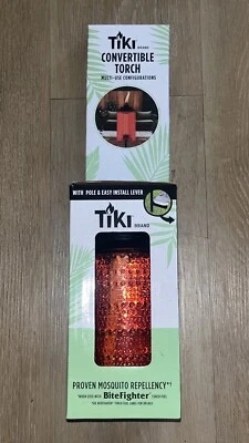 TIKI Brand Convertible Torch, 68” Full Size, 54" Garden, 8” Table, Red Glass - Image 1 of 4