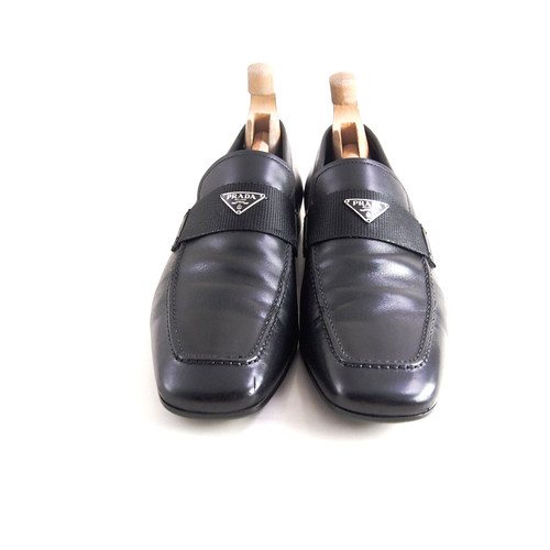 Mocassini Prada triangolo 2D 1238 scarpa uomo pelle nera taglia EU 42 US 9