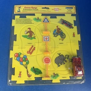RARE Curious George Extension Puzzle Tracks w/ Wind-Up Fire Truck (1998) NEW - Picture 1 of 4