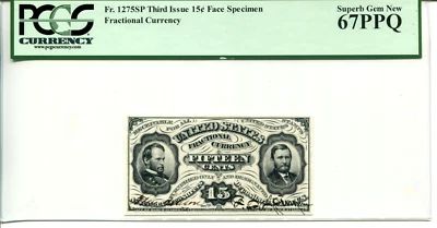 Fr 1275SP 15 CENTS THIRD ISSUE FRACTIONAL 67 PPQ SUPERB GEM NEW - Image 1 of 2