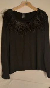 Don Casters Collection Women's XL Ostrich Feather Sweater - Picture 1 of 4