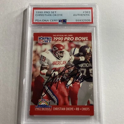 Christian Okoye Auto PSA DNA 1990 Pro Set KC Chiefs autógrafo firmado NFL Foto 1 de 4