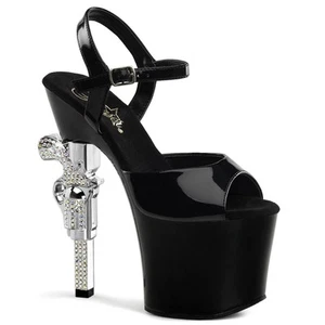 Sale REVOLVER-709 Pleaser sandalias de tacón alto negro charol rifle talla 41 - Imagen 1 de 1