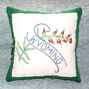 Accent Throw Pillow Wyoming State Flower Made From Vintage Quilt - Picture 1 of 4