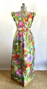 Vintage Abendkleid Tina Leser Anfang 60er Jahre lebendig Seide Blumen - Bild 1 von 12