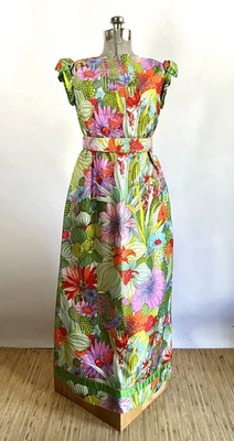 Vintage Early 1960's Tina Leser Vivid Silk Floral Evening Dress - Image 1 of 4