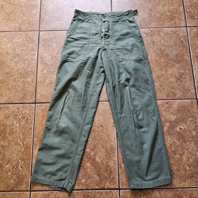 Pantalones Militares Vintage OG 107 Verde Oliva Botón Mosca 29" Cintura Pequeño Satén  Foto 1 de 4
