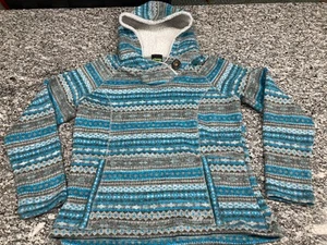 Suéter Koppen Mujer XL Azul Blanco Patrón Azteca Sudadera con Capucha Bolsillos Sherpa - Imagen 1 de 9