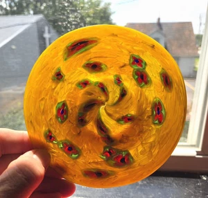 Italienischer Murano? Gelbe Kunstglasplatte 6 Zoll Durchmesser - Bild 1 von 5
