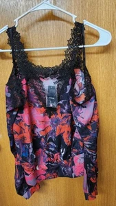 Bebe Lace Trim Blouse Cold Shoulder NWT Size S Y2K Sheer - Picture 1 of 6