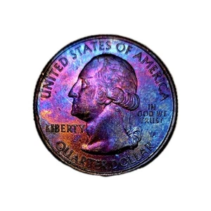 2018-D Voyageurs ATB Quarter Vivid Artificial Rainbow Toned US Coin - Picture 1 of 2