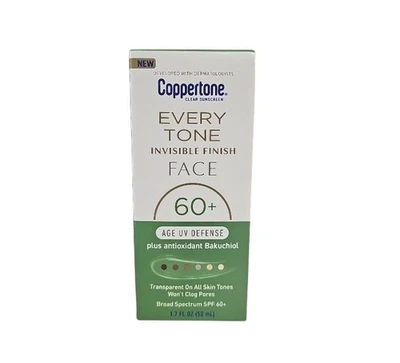 Coppertone Every Tone Invisible Finish Face SPF 60+ Age UV Defense Bakuchio 9/26 - Image 1 of 2