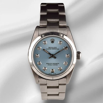 Rolex Oyster Perpetual 31Mm Edelstahl Eisblau Zifferblatt Uhr 67480 - Bild 1 von 4
