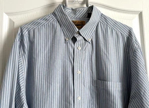 Roundtree Yorke Gold Label Dress Shirt Non-Iron Blue Stripe 2XL Tall 2XLT - Picture 1 of 8