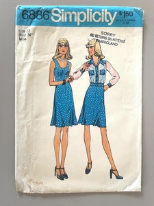 1970's Simplicity Misses' Dress,Jacket Pattern 6886 Size 12 UNCUT - Picture 1 of 2