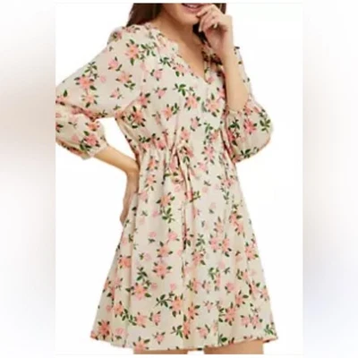 Mini Vestido Floral Draper James Cottage Crema Manga Larga Babydoll Brunch Shower Foto 1 de 4