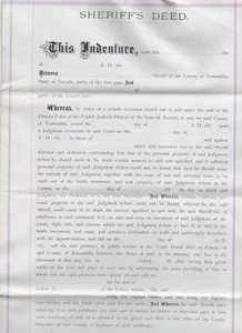 Original 1870er Jahre unbenutzte Sheriffurkunde aus Esmeralda County Nevada - Bild 1 von 2