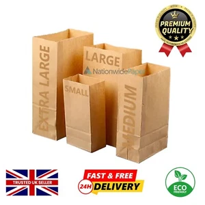 Paper Bags Strong Brown Kraft Food Sandwich Takeaway Grocery Bags - Picture 1 of 12