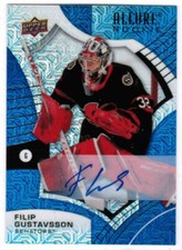21/22 2021 UPPER DECK ALLURE FILIP GUSTAVSSON #148 ROOKIE BLUE LINE AUTO /35