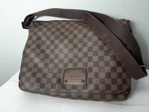 LOUIS VUITTON Brooklyn MM Shoulder Bag Damier Ebene Leather Brown CA 1009 - Picture 1 of 24