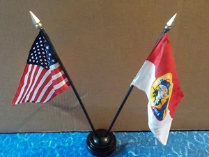 VINTAGE BOY SCOUT 1981 JAMBOREE MINI FLAGS AMERICAN JAMOREE WITH STAND VERY NICE - Picture 1 of 12