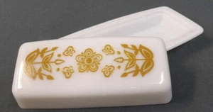 Vintage Pyrex Gold Butterfly Covered Milk Glass Butter Dish - Picture 1 of 2