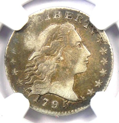 Media moneda de diez centavos 1795 cabello suelto H10C - Certificada NGC detalles finos - ¡Moneda de fecha rara! Foto 1 de 4