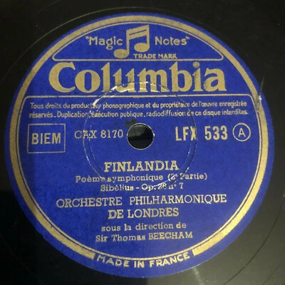 Sibelius - Finlandia - 25 cm 78 RPM - Bild 1 von 2