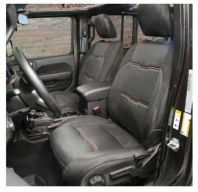 Fundas de asiento delanteras y traseras de neopreno negras para Jeep Wrangler JL 2018-2024 2 puertas Foto 1 de 4