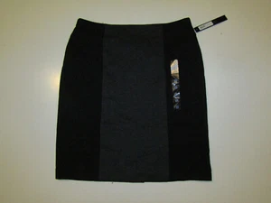 NWT Womens NICOLE MILLER Charcoal Gray Black Pencil Knee Length Skirt Size Large - Picture 1 of 2