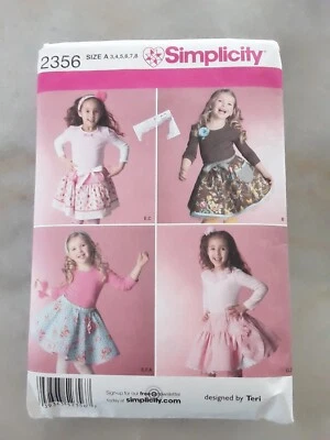 Simplicity Sewing Pattern 2356 Girls 3-8 Skirts & Headbands Good Used Condition - Image 1 of 4