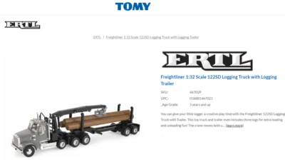Tommy: 1:32 Freightliner 122SD Logging Truck with Logging Trailer - Image 1 of 4