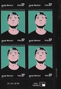 Bloque de 4 placas de estampillas de Andy Warhol 37c de EE. UU. #3652 - Imagen 1 de 1