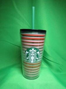 2022 Starbucks Valentine’s Day / Pink stripes 16 Oz tumbler, cold cup - Picture 1 of 6