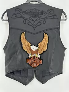 Harley Davidson Embroidered Leather Vest Women’s L - Picture 1 of 6